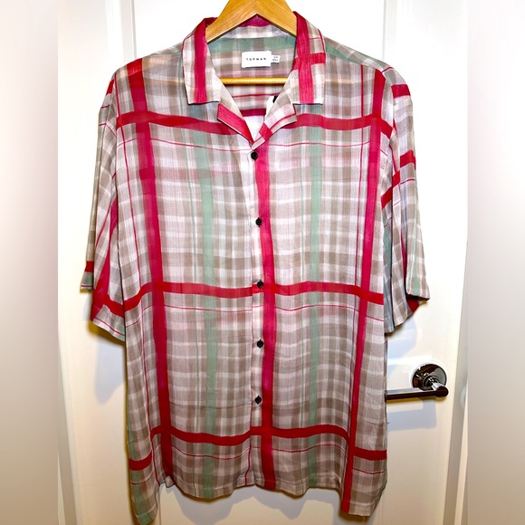 TOPMAN - Sheer Plaid Shirt, Men’s 2XL, NWT - Picture 1 of 9